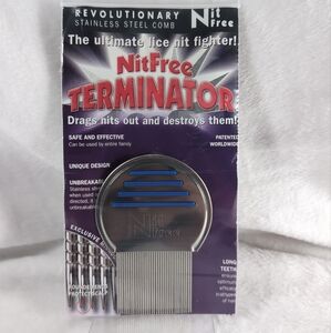 Nit Free Terminator Stainless Steel Lice Comb for Head Lice Treatment Long Teeth
